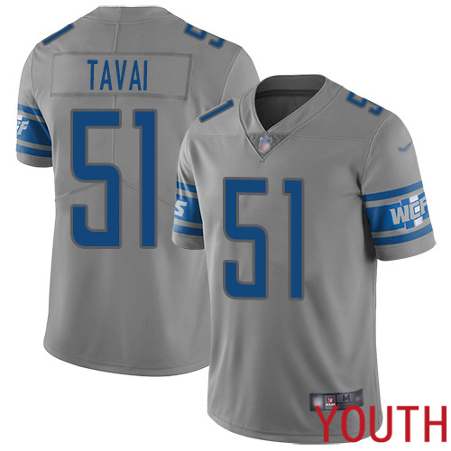 Detroit Lions Limited Gray Youth Jahlani Tavai Jersey NFL Football #51 Inverted Legend